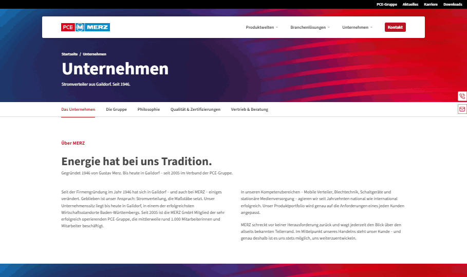 Unternehmensseite – Vorschau